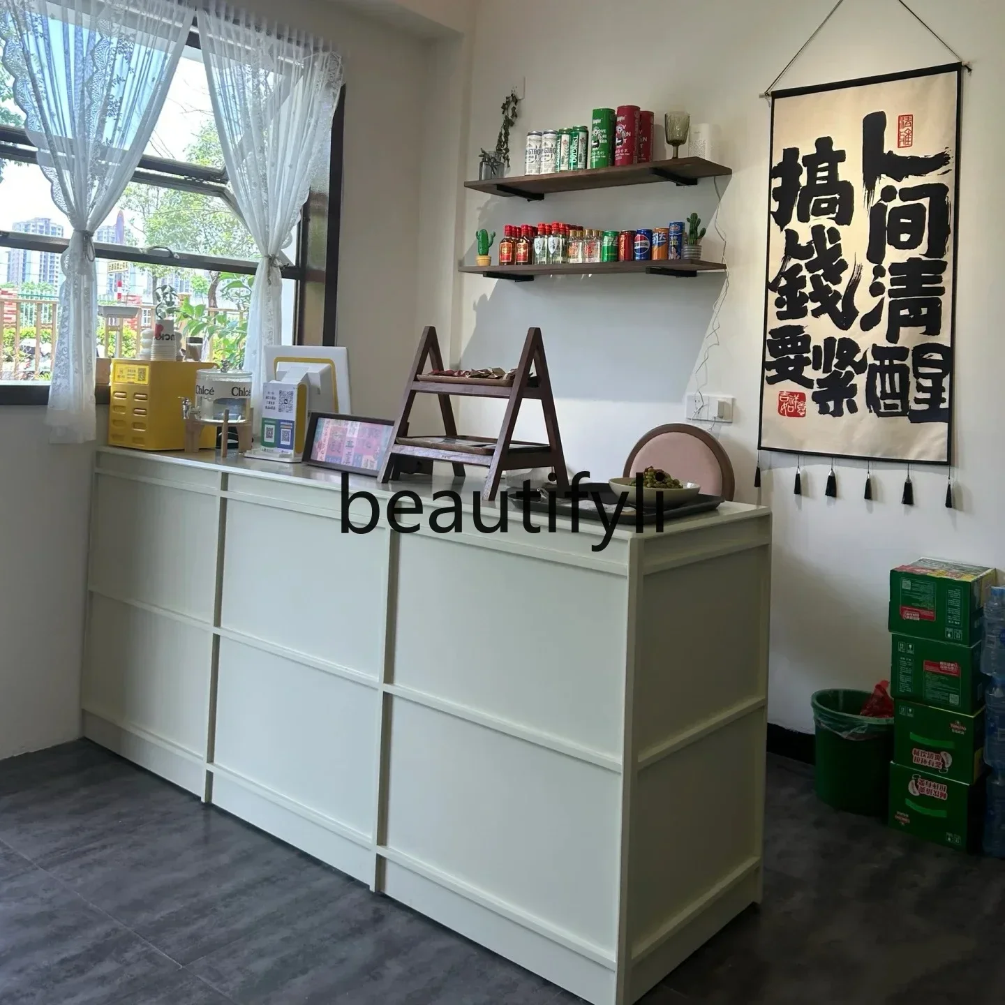 D06   YCream Wind Clothing Store Cashier Nakajima Cabinet Baking Paint Bar Milk Tea Shop Reception Desk