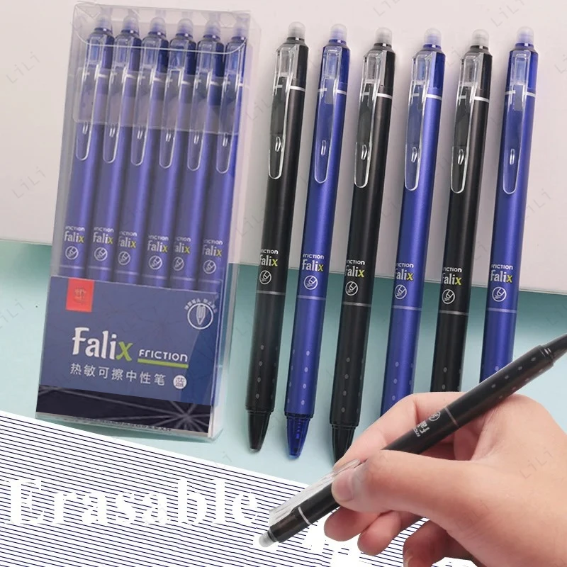 قلم محايد قابل للمسح والتمديد 0.5 مم، بسيط وسهل المسح، حزمة أقلام محايدة، قلم خصم، حبر أسود أزرق