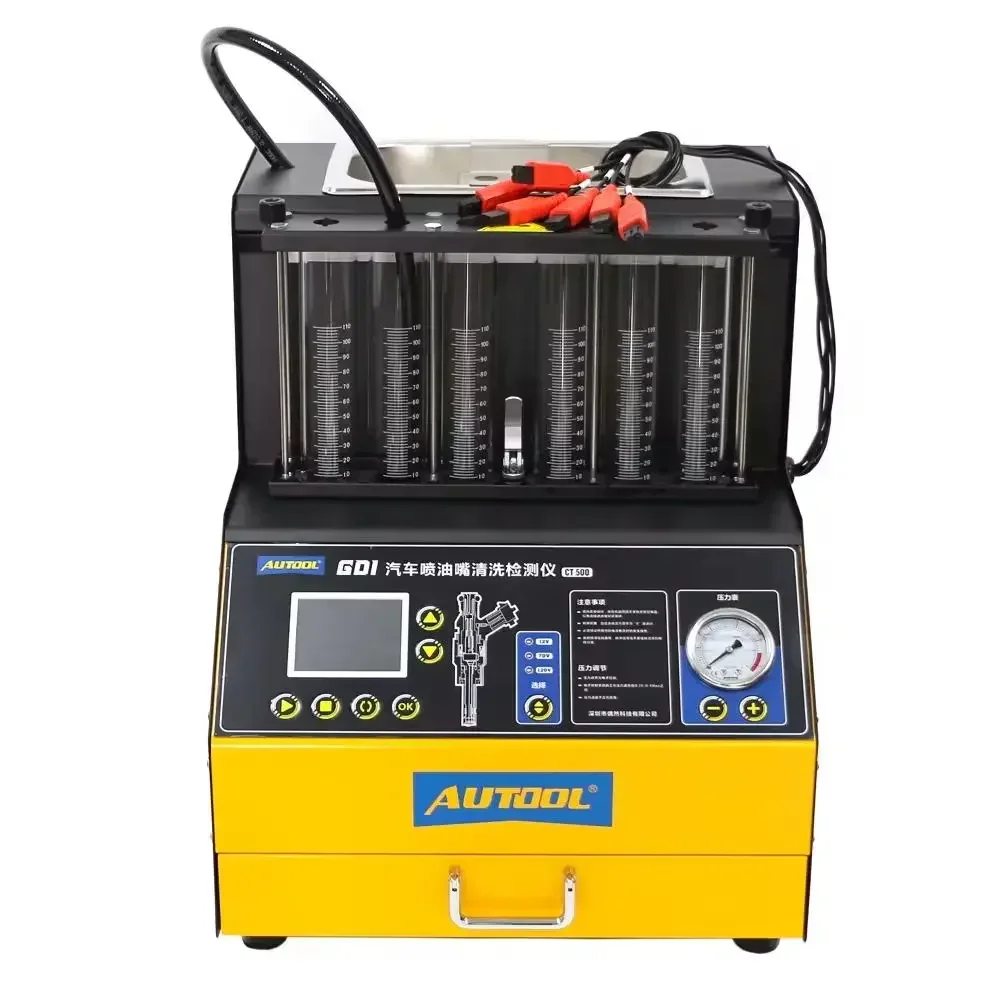 6 Cylinders Fuel Injector Cleaner Tester CT500 GDI Ultrasonic Nozzle Cleaner LCD Display Fuel Injector Cleaning Machine