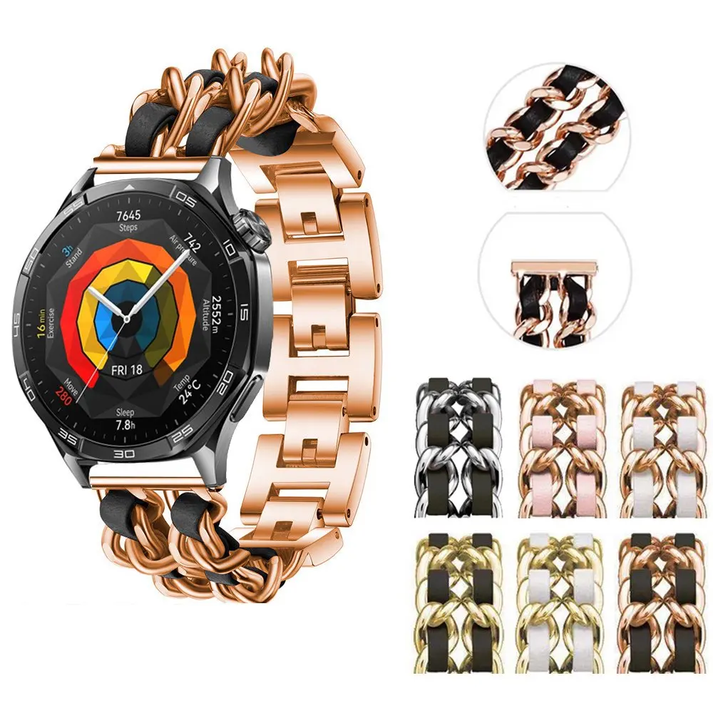 20 22 мм металлический двойной цепочка модный кожаный ремешок для часов Garmin Forerunner 570 42 мм 47 мм 970 55 158 245 645 165 255 265 музыка