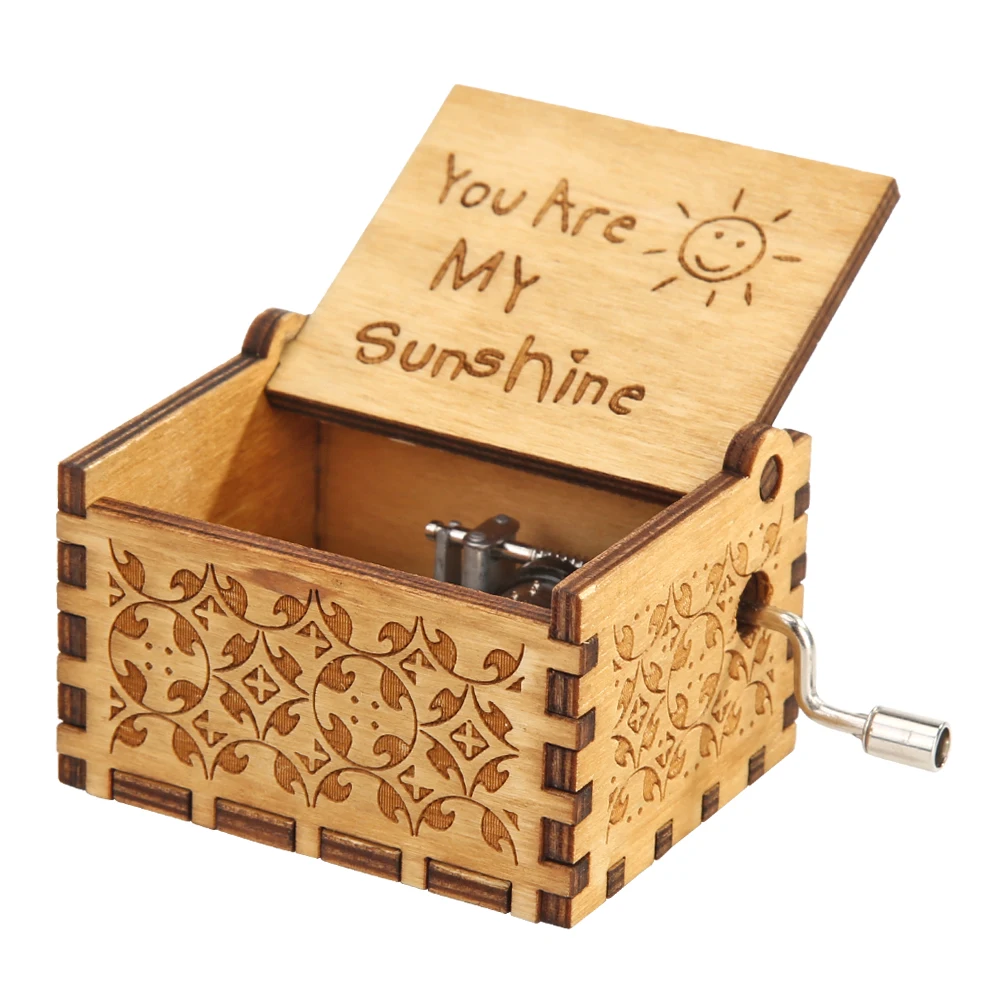 You Are My Sunshine Manual Carved Music Box Exquisite Gifts Classic Wooden Melody Box Decorative Music Box Valentine's Day Gifts