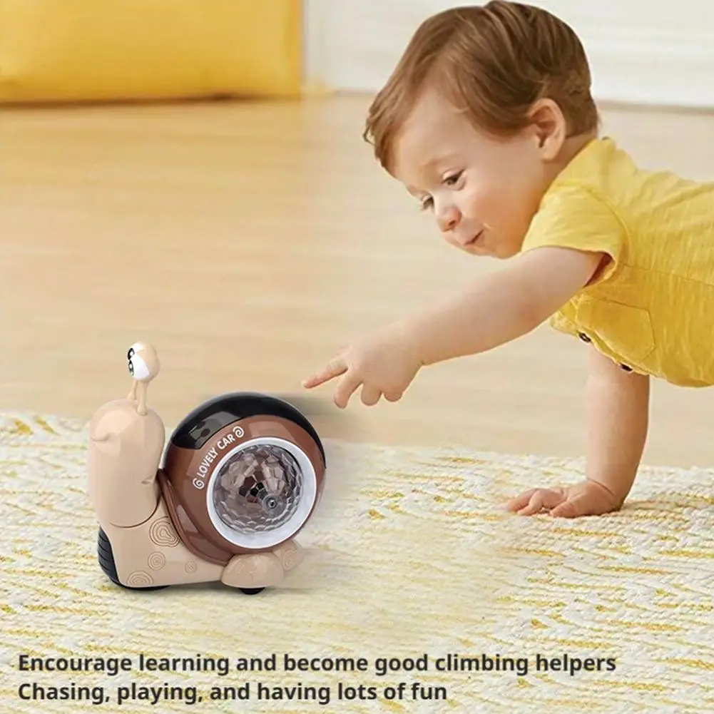 ของเล่นเสริมพัฒนาการเด็ก รถหอยทากไฟฟ้า ของเล่นเด็ก รถของเล่นมีไฟ มีเสียงเพลง หมุนได้ โยกได้ ล้อหมุนได้รอบทิศทาง