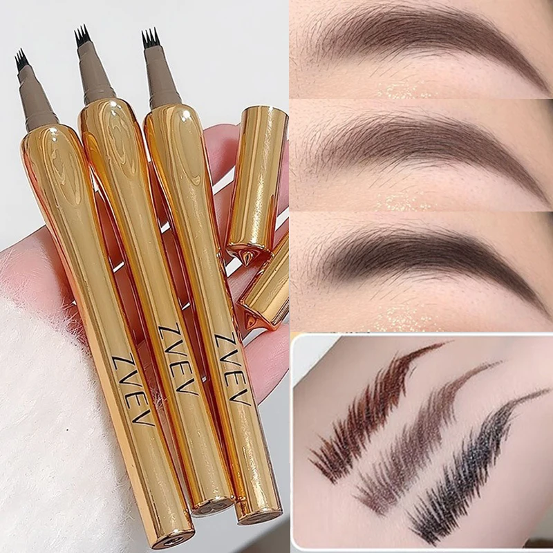 4 Point Microblading Eyebrow Pencil Waterproof Eyebrow Tattoo Brush Long Lasting Eyebrow Pen Makeup Easy Applying Brows Pencil