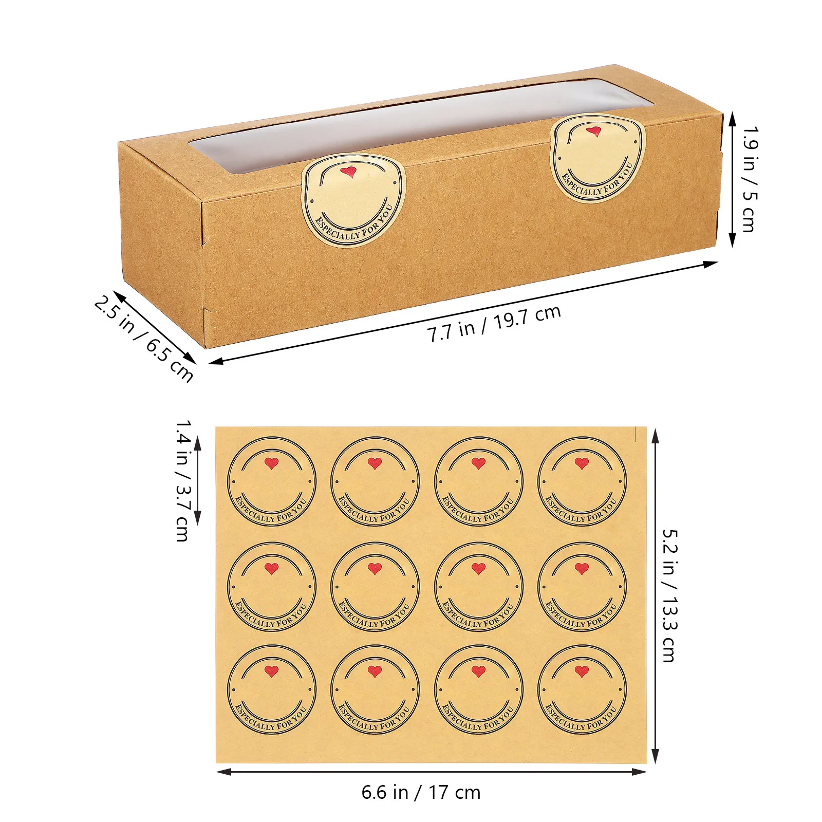 50Pcs Small Bakery Boxes Kraft Packaging with Window for Macarons Cookies Cupcakes Takeaway Dessert Presentation
