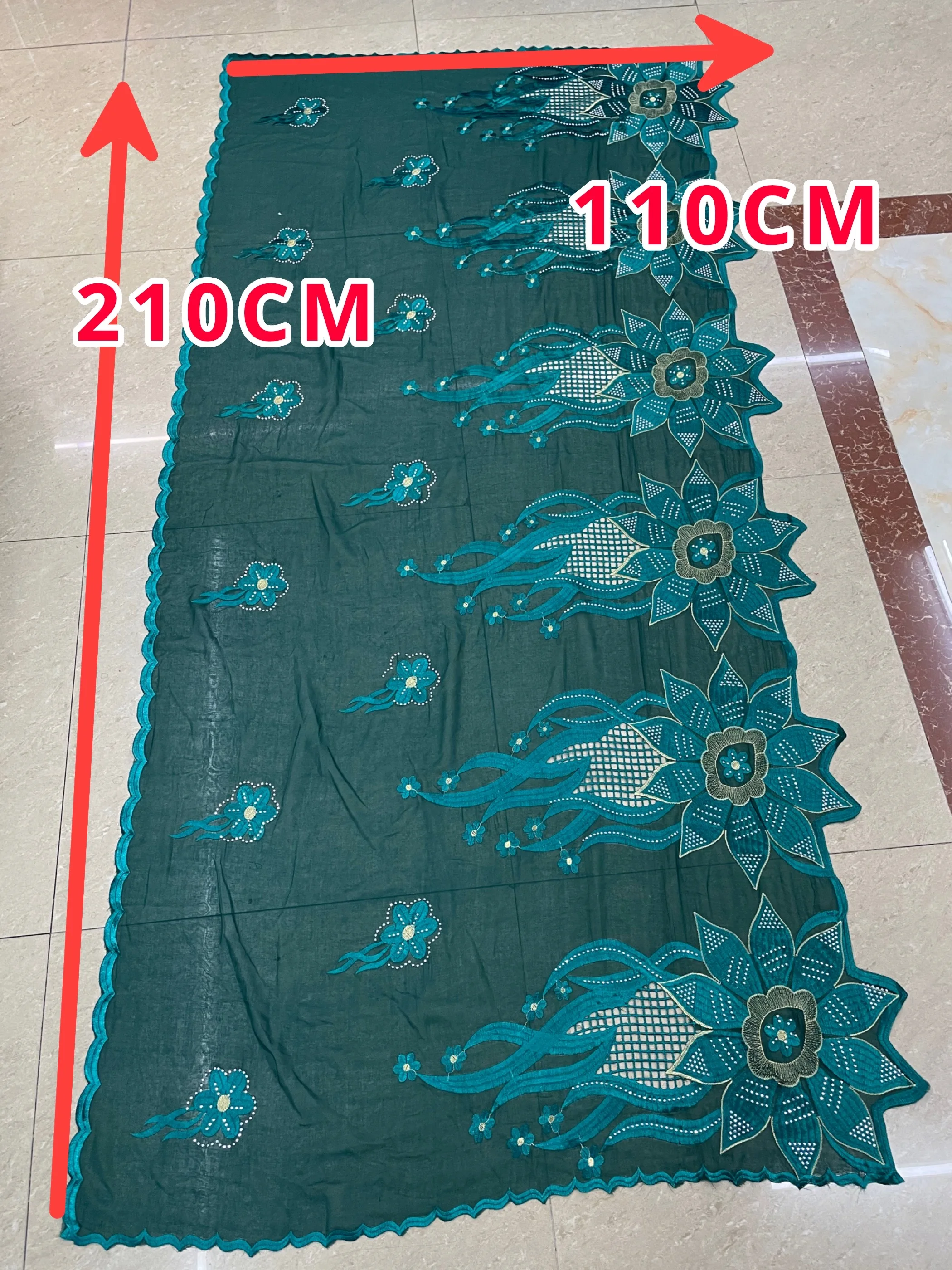 2024African Women Hijab Muslim Scarf High Quality 100% Cotton Fabric  Cotton Thread Eembroidered Scarf Dubai Excellent Style