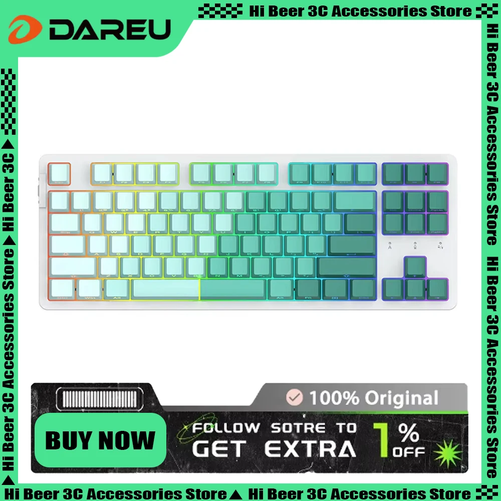 Dareu Ek87pro Mechanical Keyboard Three Mode Hot Swap E-Sports Bluetooth Wireless Gaming Keyboard Rgb Low Latency Gasket Pc Gift