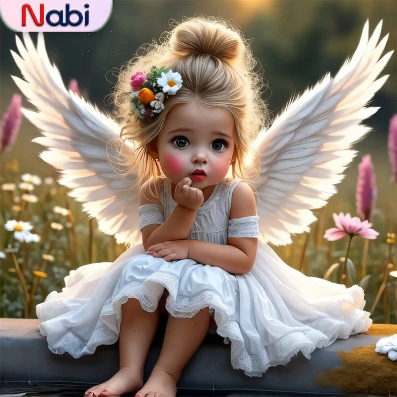 

Nabi полный квадратный круглый алмаз мозаика ангел DIY вышивка девушка персонаж рукоделие алмазная живопись мультфильм Настенный декор
