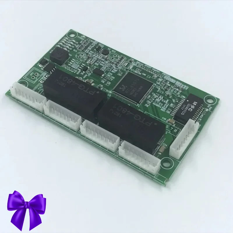 OEM PBC 4/8Port Gigabit Ethernet Switch Port with 4/8 pin way header 10/100/1000m Hub 4/8way power pin Pcb board OEM screw hole