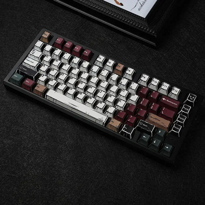 ชุดคีย์บอร์ดคอมิกมิกซ์แบ็คไลท์ 143 ปุ่ม พร้อมคีย์แคป PBT แบบพิมพ์ลายด้วยความร้อน 5 ด้าน ความสูงแบบดั้งเดิม รองรับหลายภาษา