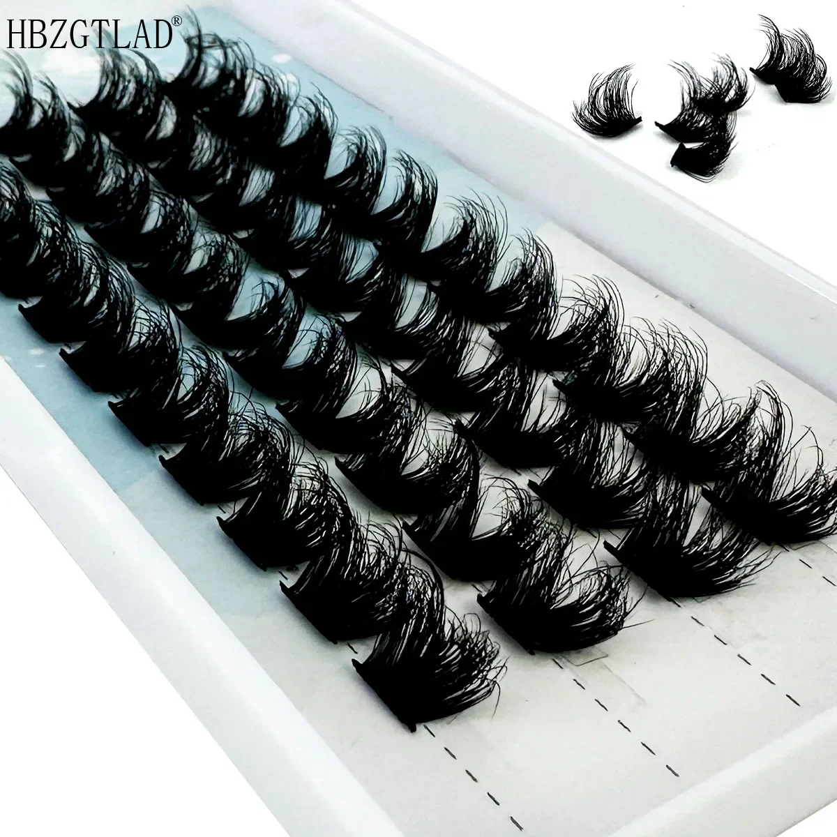 HBZGTLAD NEU Flauschige Mix-Wimpernbündel mit weichen Bändern, segmentiert, für DIY-Einzelwimpern-Extensions, Faux-Nerz-Wimpern