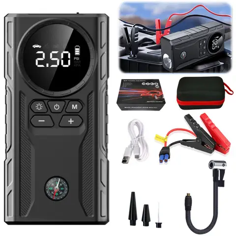 39800mAh 전기 타이어 펌프 USB 충전식 점프 스타터 자전거 공기 압축기 전원 디스플레이 자동차 타이어에 대 한 자동차 타이어 팽창기