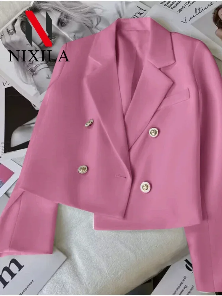 

Женские блейзеры в корейском стиле, модные костюмы приталенного кроя, куртки с длинными рукавами для офиса, официальная одежда для женщин, повседневные пальто