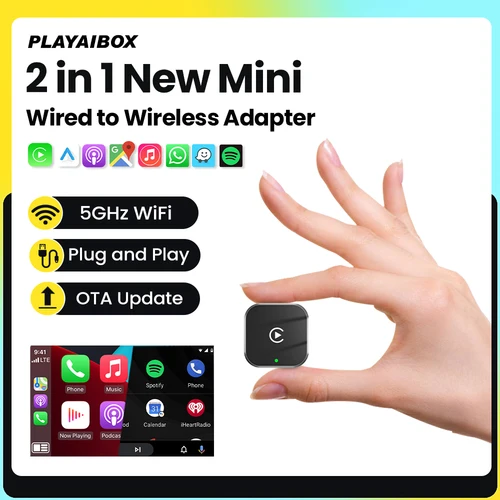 Adaptador inalámbrico Carplay Android Auto 2 en 1 Dongle inteligente 2025 5G WIFI para iphone teléfono Android para Volvo Benz Mg Kia Chery Ope