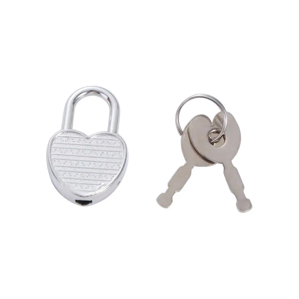 

10pcs Vintage Plastic Mini Padlock with 2 Keys Romantic Heart Shape Padlock Antique Style Cute Diary Padlocks Travel
