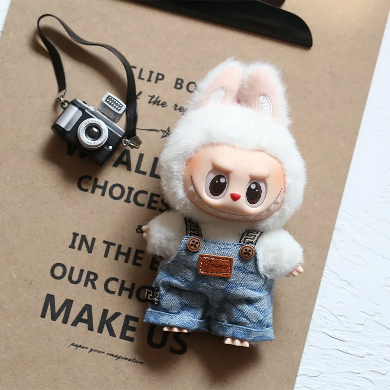 

doll clothes for 17cm labubu blind box doll Overall set cute dress-up toy diy