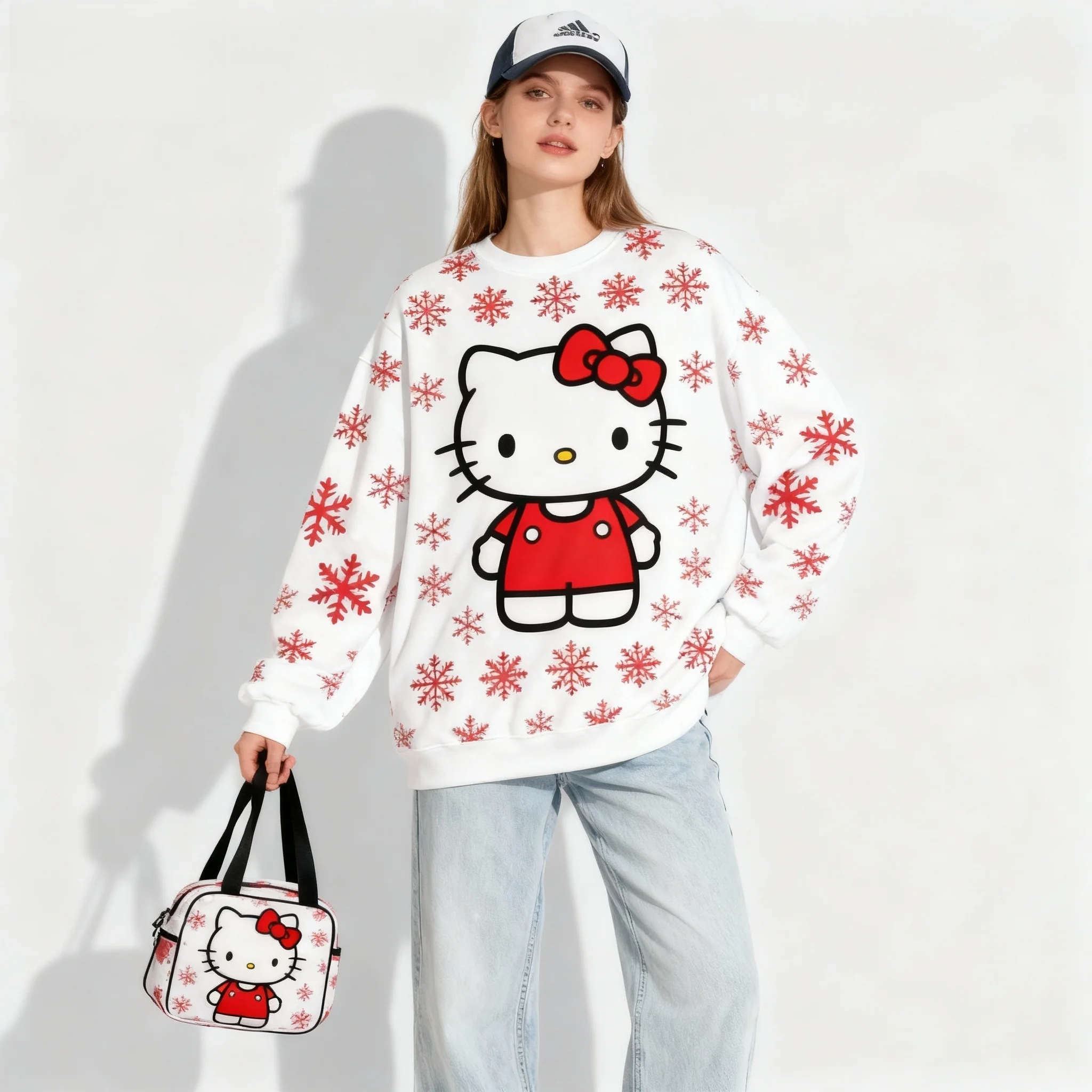Новая серия Sanrio Family Hello Kitty Big Ear Dog, милая и крутая рождественская вечеринка, супер большая женская осенне-зимняя толстовка для взрослых