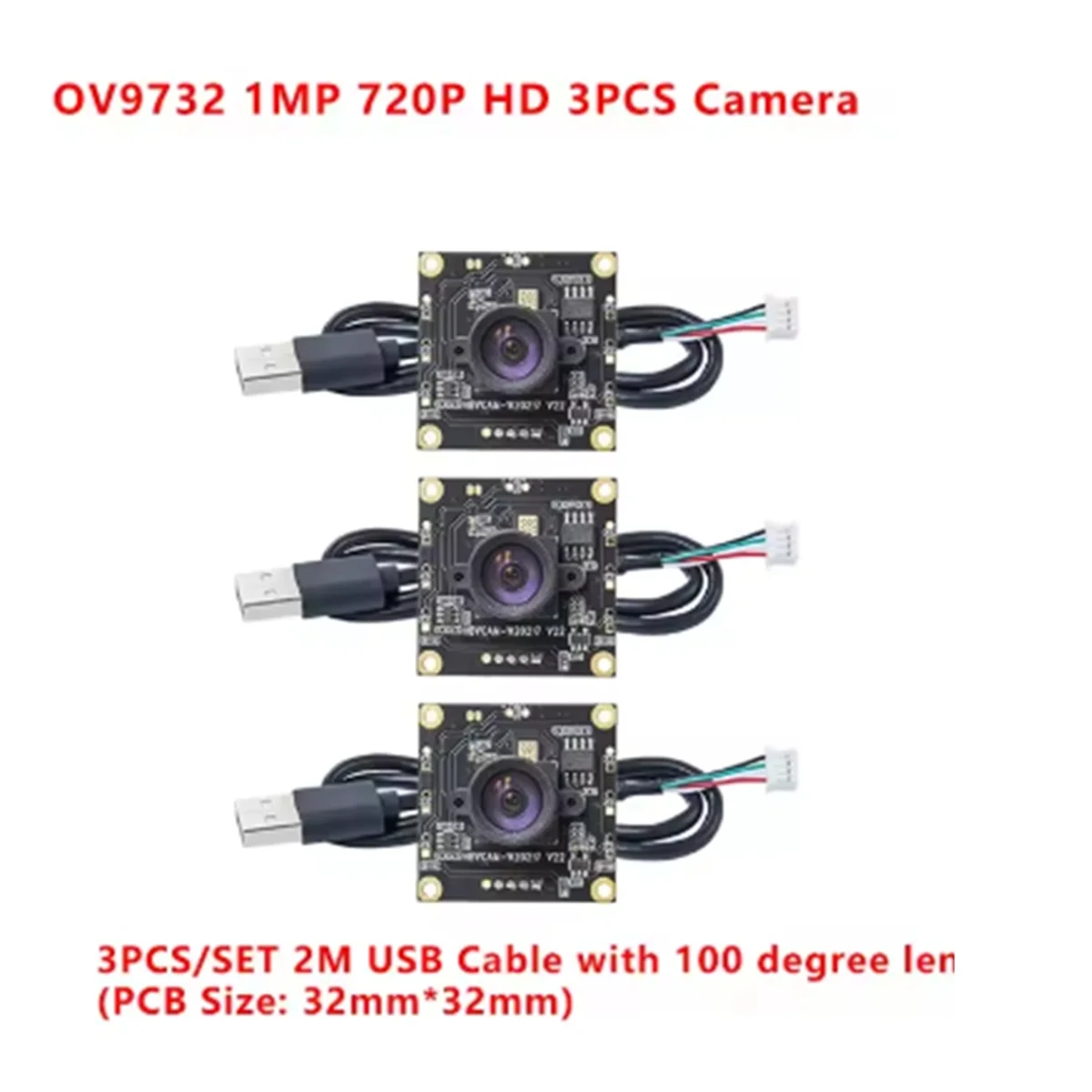 

AB01 3 шт. OV9732 100 градусов 1280x720 30 кадров в секунду модуль камеры для Autodarts Io с кабелем 2 м, РАЗМЕР печатной платы:32x32 мм, модуль камеры