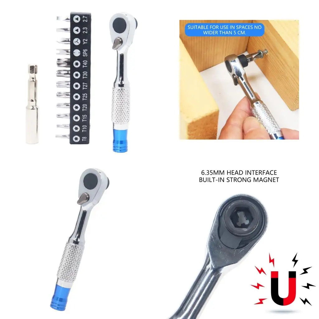 

Magnetic Bit Ratchet Wrench 72 Teeth Alloy Steel Tool for Quick Bit Changes in Tight Space Ideal for Bike Repair high quality