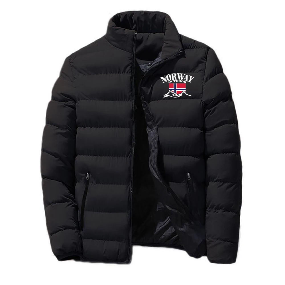 Norway Flag Fjord Mountain 2025 Autumn Winter Cardigan Windproof Warm High Quality Coat Popular Long Sleeve Zip Cotton Jackets