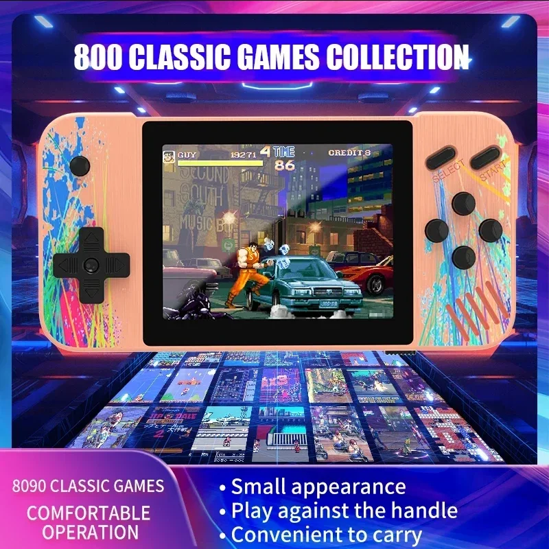 800 In 1 Retro Doodle Handheld Game Players Portable Video Game Console Boy HD 3.5 Inch 1080*680 Resolution Color Screen Games