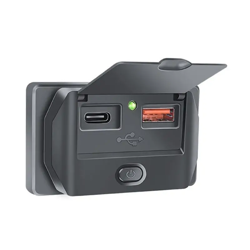 31BC Car Power Adapter 12V-24V Charging Port USB Outlet with Caps Power Switch