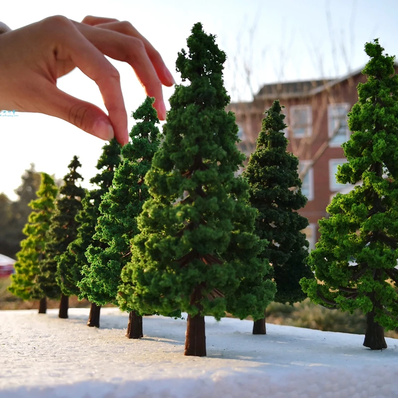 20pcs OO HO TT N Scale Miniature Tree for Model Railway Layout Artificial Cedar Festival Decoration Wargaming Terrain Landscape