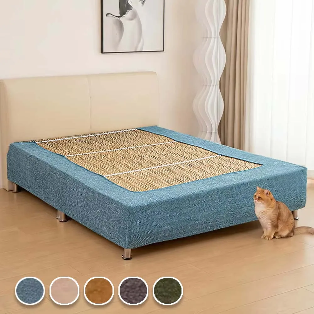 1PC Polyester Fabric Bed Skirt 3-Side Elastic Wrap Dustproof Anti-Scratch Bed Base Protector Cover for Home Hotel Bedroom Decora