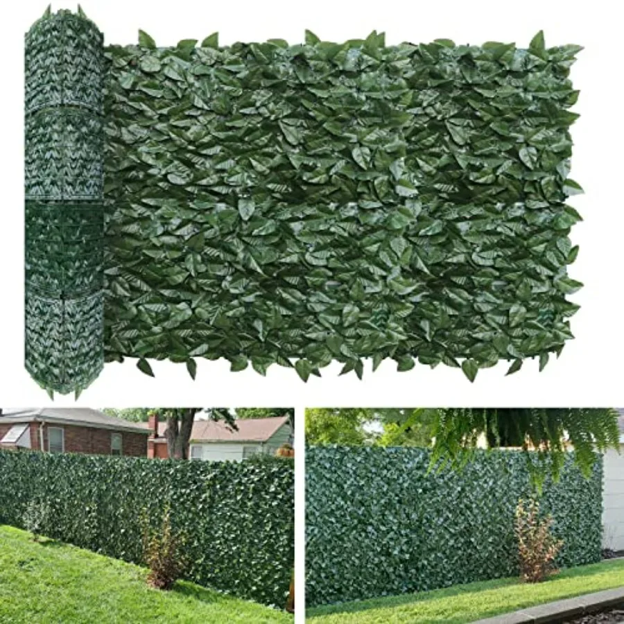 

6'x8'-1PC Faux Ivy Fence Privacy Screen Greenery Roll Artificial Plant Wall Leaf Fences for Patio Balcony Outdoor Chain Li