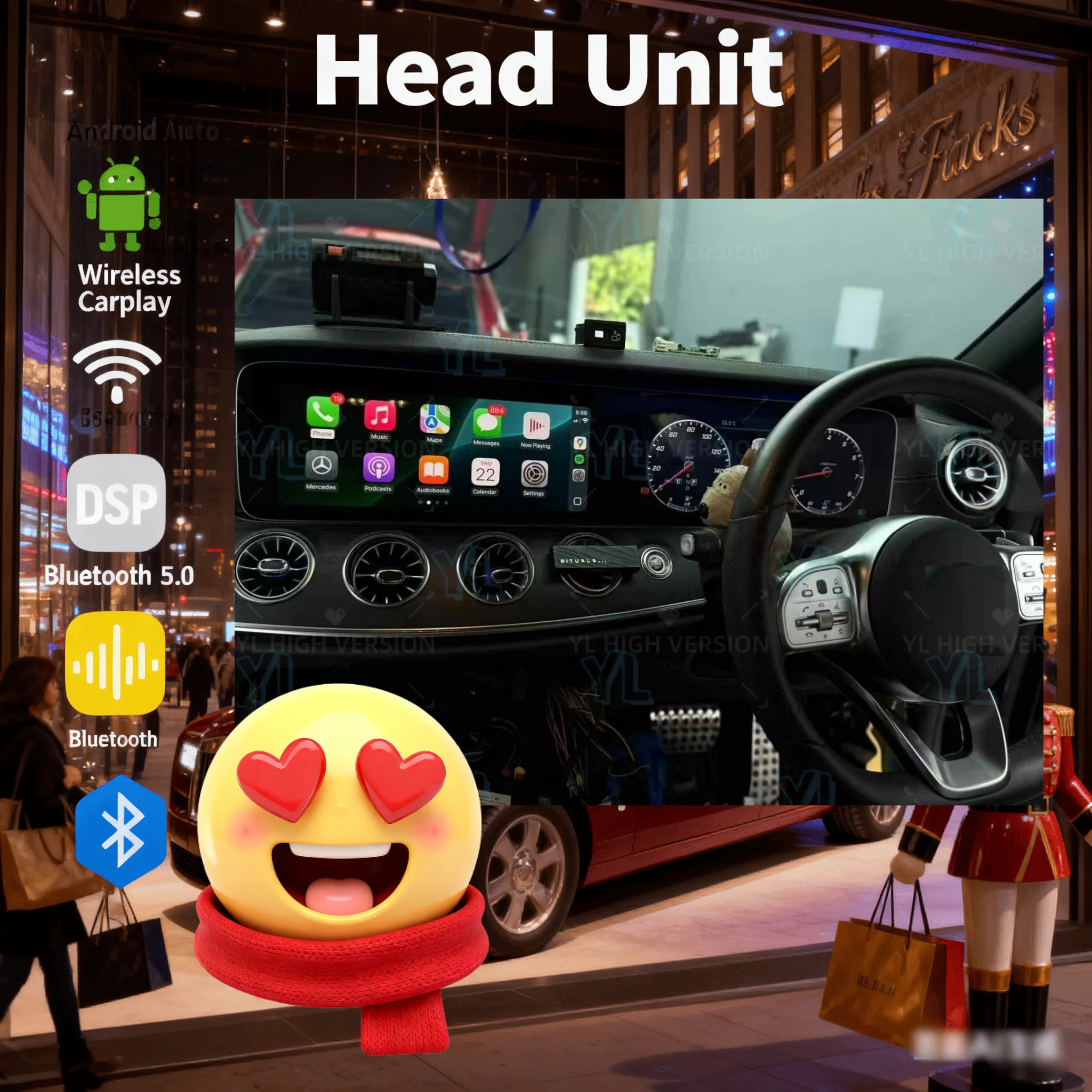 

Car Multimedia Video Player Wireless Carplay For Mercedes Benz CLS W257 2012-2017 2016-2025 dual GPS Navigation Android 13.0 4G