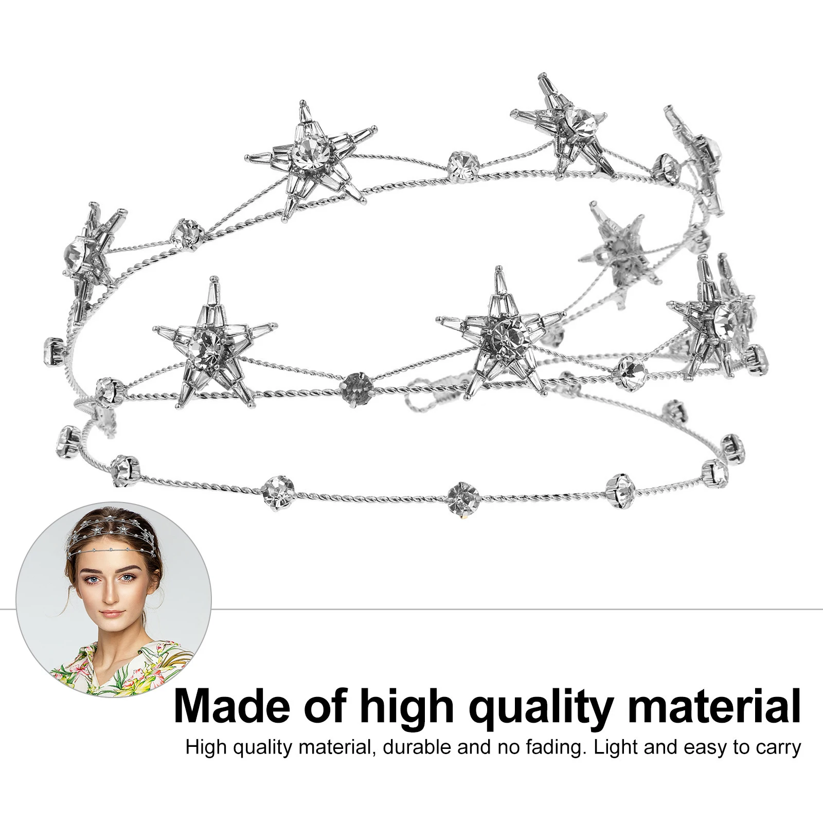 

Five Pointed Crown Tiara Silver Alloy Hair Accessories Wedding Crown Wedding Bridal Prom Headband Lightweight Durable