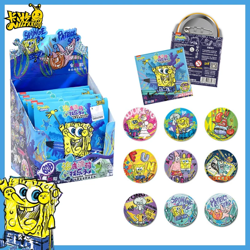 

Authentic KAYOU SpongeBob Patrick Star Graffiti Badge Metal Pin Set Tinplate Brooch Anime Collection Toys Gift for Children