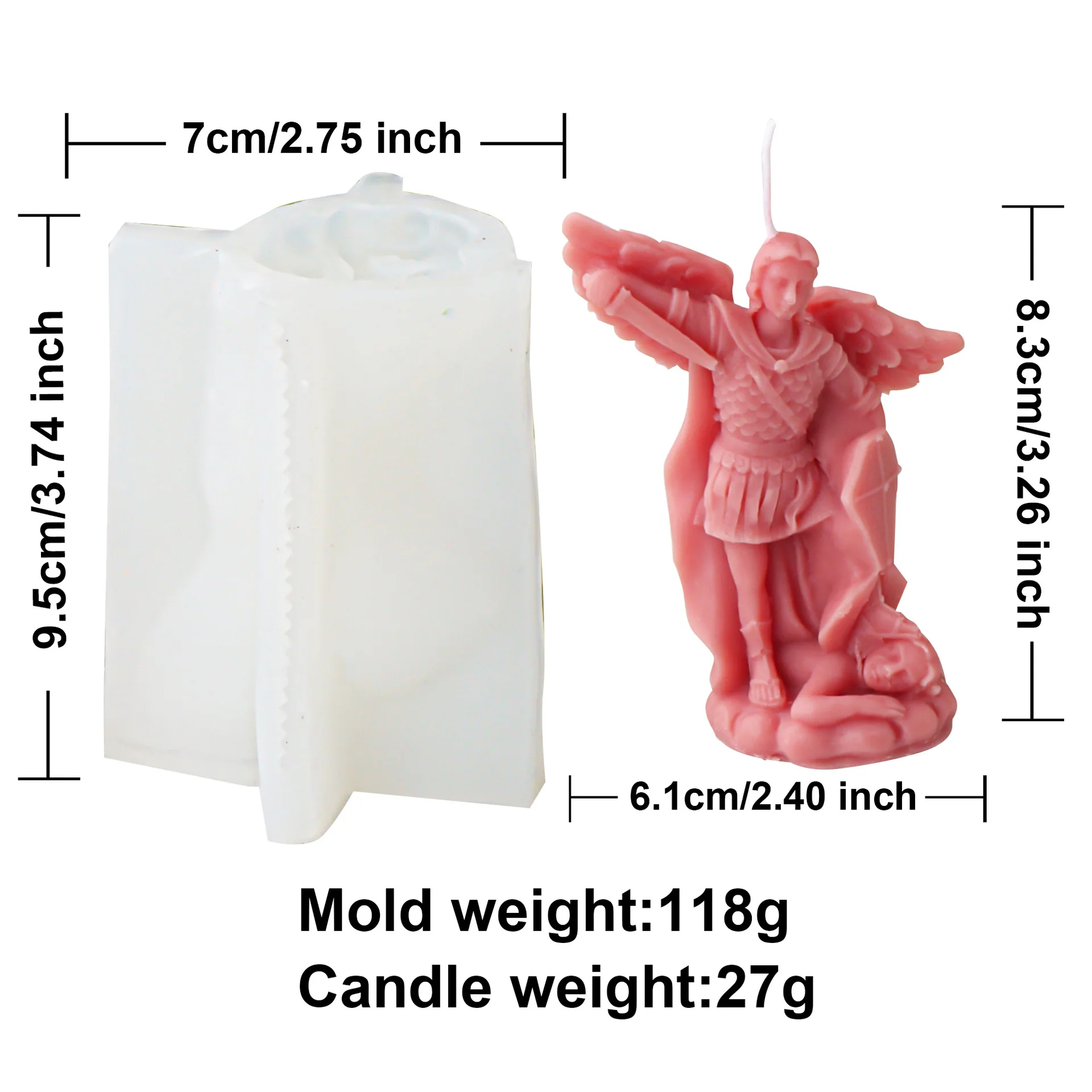 Angel Warrior Silicone Mold for Handmade Candle Plaster Soap Epoxy Resin Chocolate Decoration Gypsum Ice DIY Baking Mould