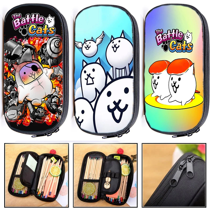 

Game The Battle Cats Print Pencil Case Waterproof Pencil Bag Women Cosmetic Cases Student Stationery Bag School Pouch Makeup Box