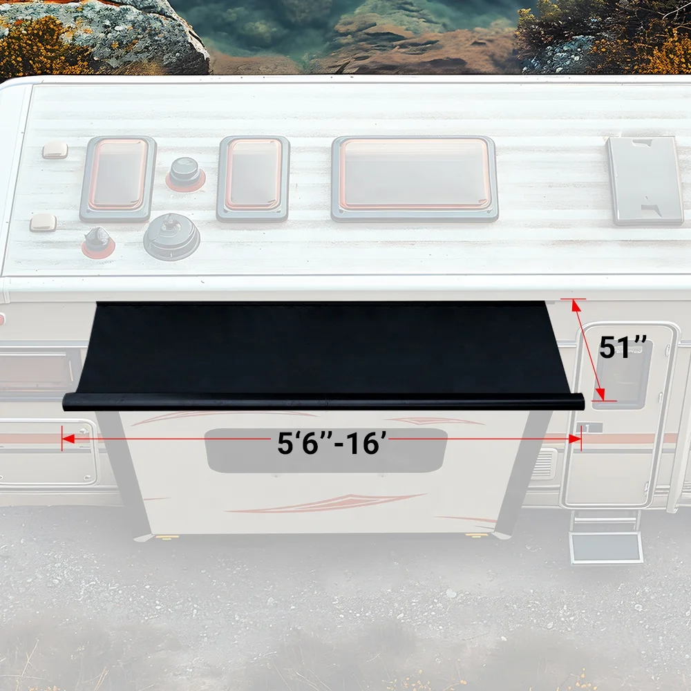 Wareda Cassetta in alluminio nero per camper, parasole, camper, roulotte, rimorchi, tenda di protezione scorrevole
