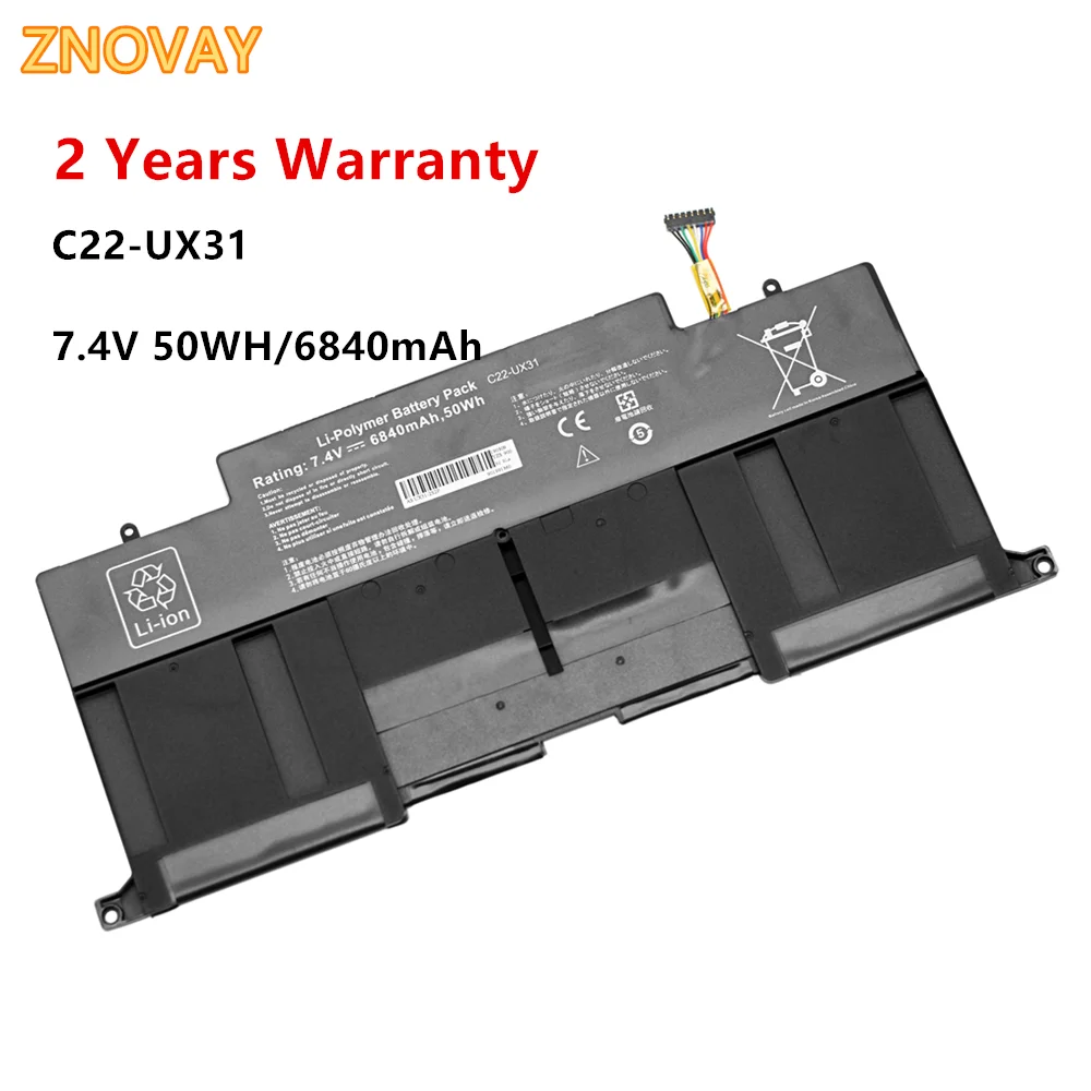 ZNOVAY C22-UX31 7.4V 50WH/6840mAh Laptop Battery For Asus C23-UX31 ZenBook UX31A UX31E Ultrabook Series Notebook