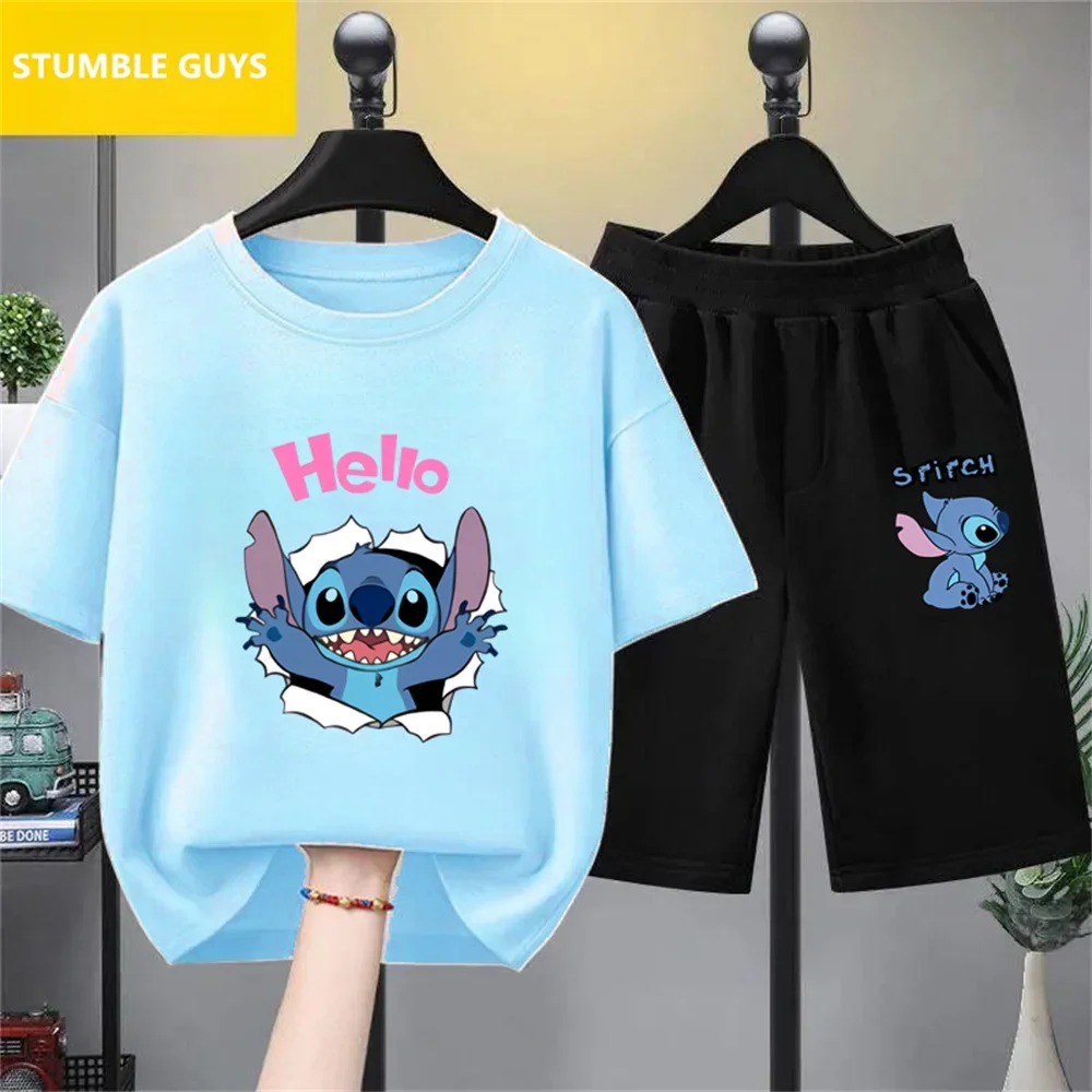 Children Tshirt Kids Disney Lilo Stitch Cartoon T Shirt Stitch Trucksuit Cute Manga T-shirt Y2k Graphic Tshirt Girl Boy Top Tees