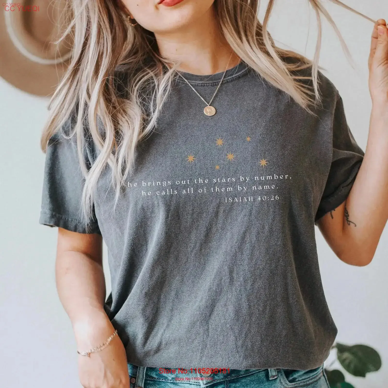 النجوم حسب عدد تي شيرت إشعيا 40 26 الكتاب المقدس الآية السماوية أضيق الحدود المسيحية الدينية للأم الإيمان خمر غسلها