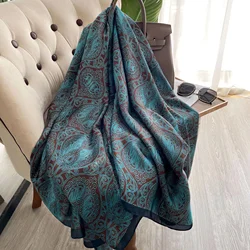 Mulheres seda inverno cachecol design de luxo impressão senhora praia xale cachecóis moda suave foulard feminino hijab