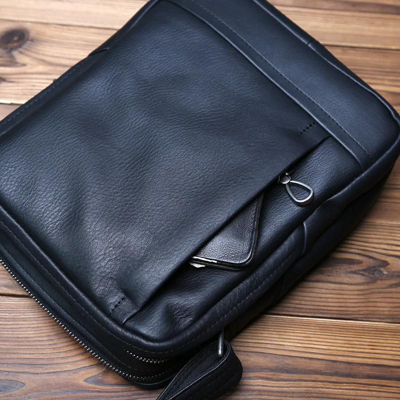 NZPJ Herren-Umhängetasche, Oberschicht, Rindsleder, Trend-Umhängetasche, Leder, lässig, Jugendmode, Herrentasche, geeignet für 10-Zoll-iPad – Detail 10