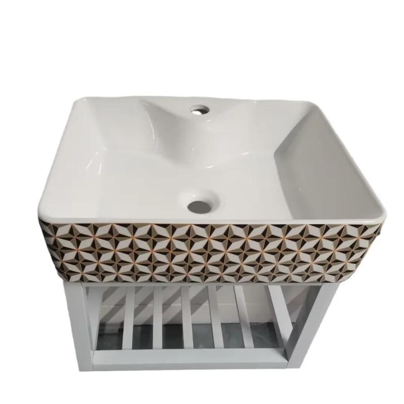 

Simple washbasin cabinet combination wall-mounted washbasin small apartment bathroom balcony ceramic square