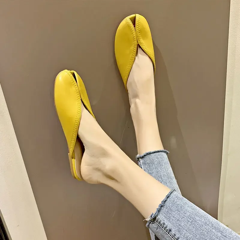 Round Toe Fish Soft Outside Slides Women's Slippers and Ladies Sandals Shoes Green Flat Mules Indoor Shoe Top Designs New Style