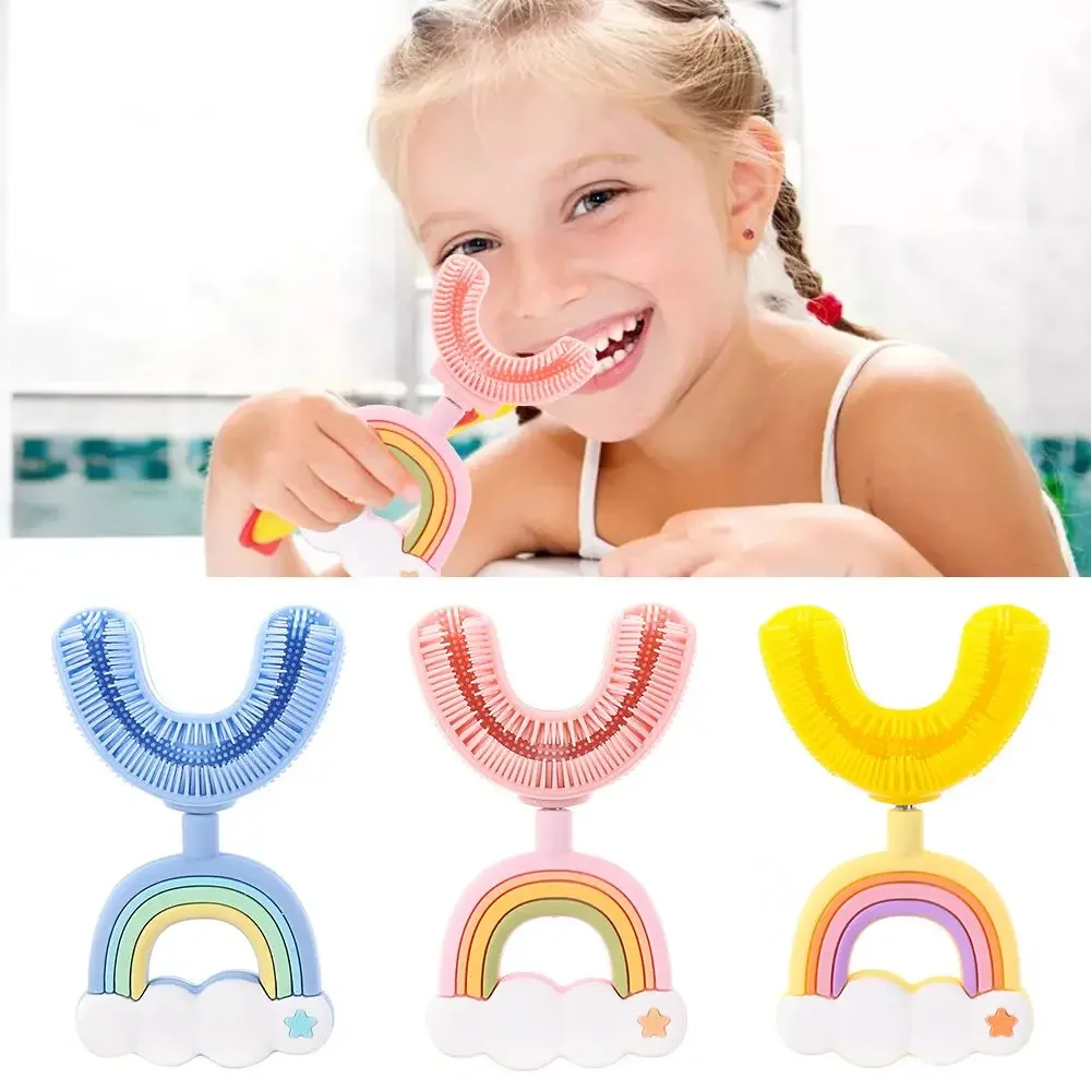 Rainbow Childrens U-shape Toothbrush Soft Infant Tooth Teeth Clean Brush 360° Thorough Cleaning Baby Oral Health Care