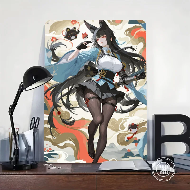 Zenless Zone Zero Miyabi Printed Poster Customized Retro Wall Art Vintage Metal Tin Signs for Modern Home Decoration Ornaments