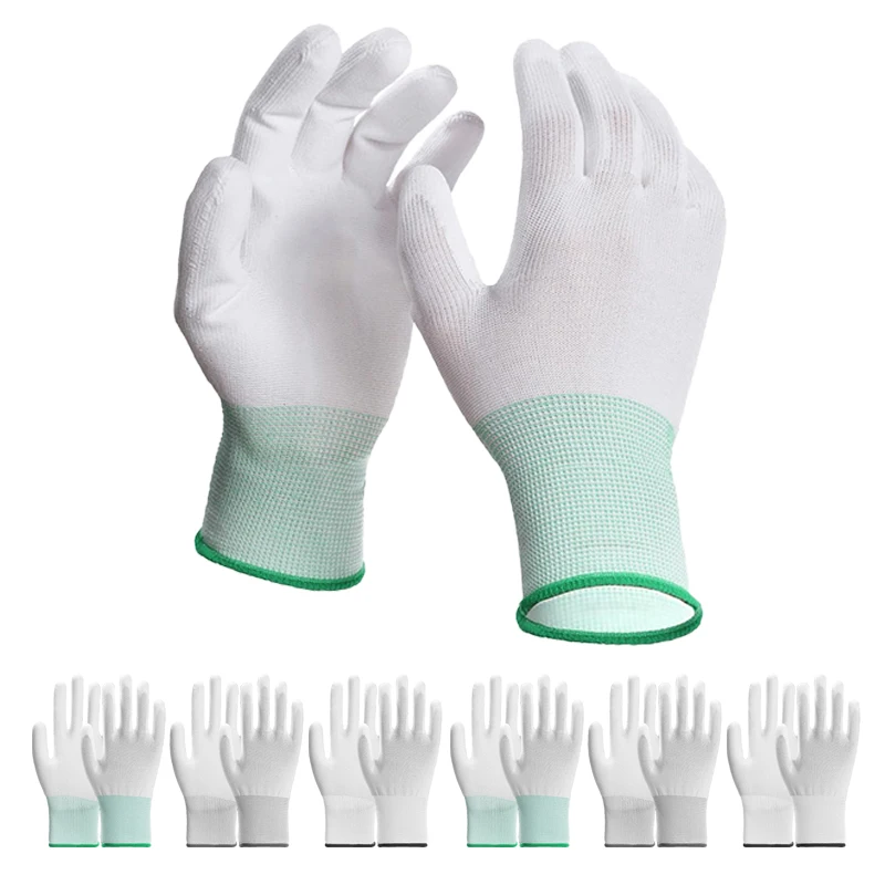 10/20PCS White Coated Gloves Reusable Multi-Purpose Nylon Gloves with Elastic Slip Dust-Proof Car Maintenance Gardening Work