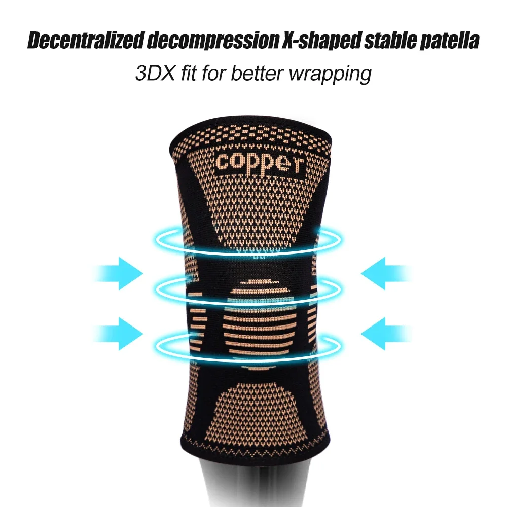 1Pcs Copper Knee Sleeve for Arthritis Pain,Support - Copper Knee Brace Compression for Women Men,Knee Pain Relief,Workout,Sports