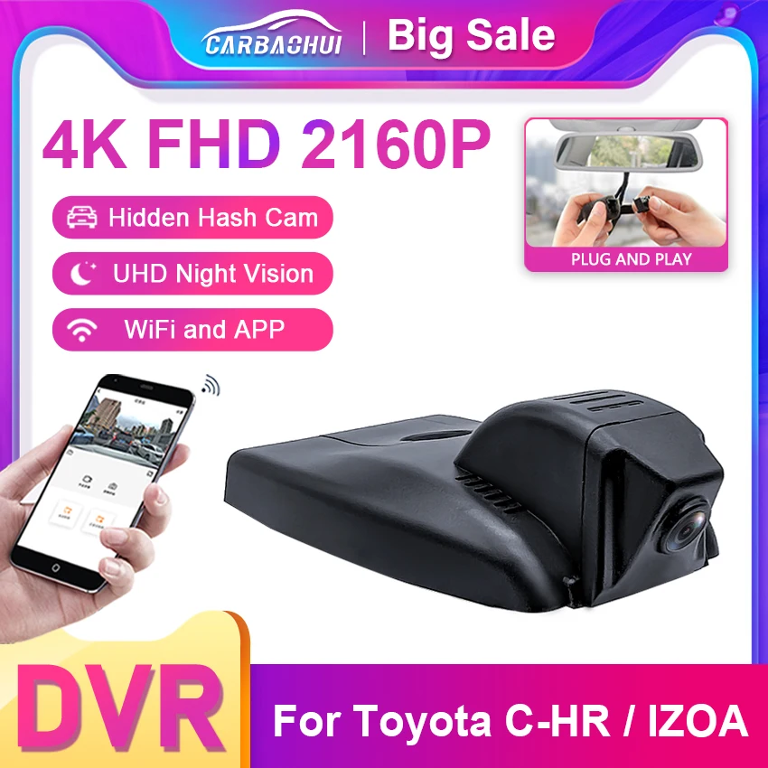 

Car DVR for Toyota C-HR CHR 2023 2022 2021 2020 2019 2018 2017,Plug and Play 4K Dash Cam Dashcam Camera,Accessories for CHR