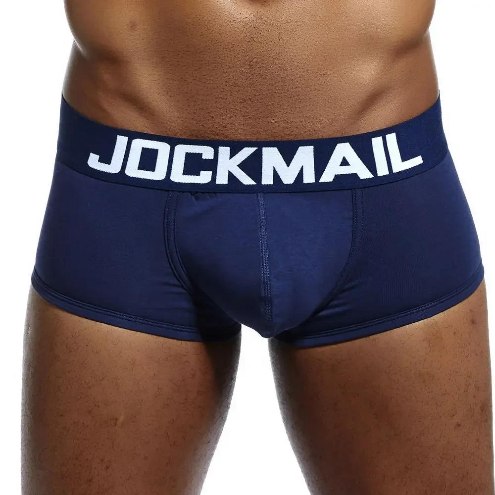 JOCKMAIL Marke Männlichen Höschen Atmungs Boxer Baumwolle Männer Unterwäsche U konvexen beutel Sexy Unterhose Gedruckt blätter Homewear Shorts