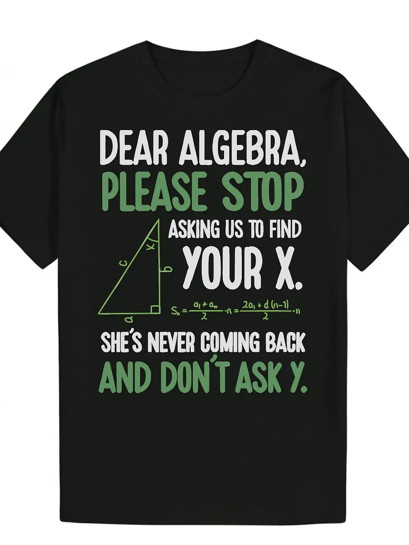 Teenager'S Funny Algebra Joke T-Shirt White Green Math Equation Print with X Y Coordinates, Casual Round Neck Summer Tee for Math, Teachers Funny Gift Idea Black Unisex for Daily Wear 2025 Summer Trendy Streetwear Fashion Top Quality Comfortable Cas