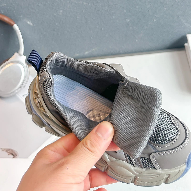 Kleinkinder Chunky Plateau-Sneaker Atmungsaktives Mesh Klettverschluss Rutschfeste Robuste Dicke Sohle Leichte Wander- und Sportschuhe – Detail 10