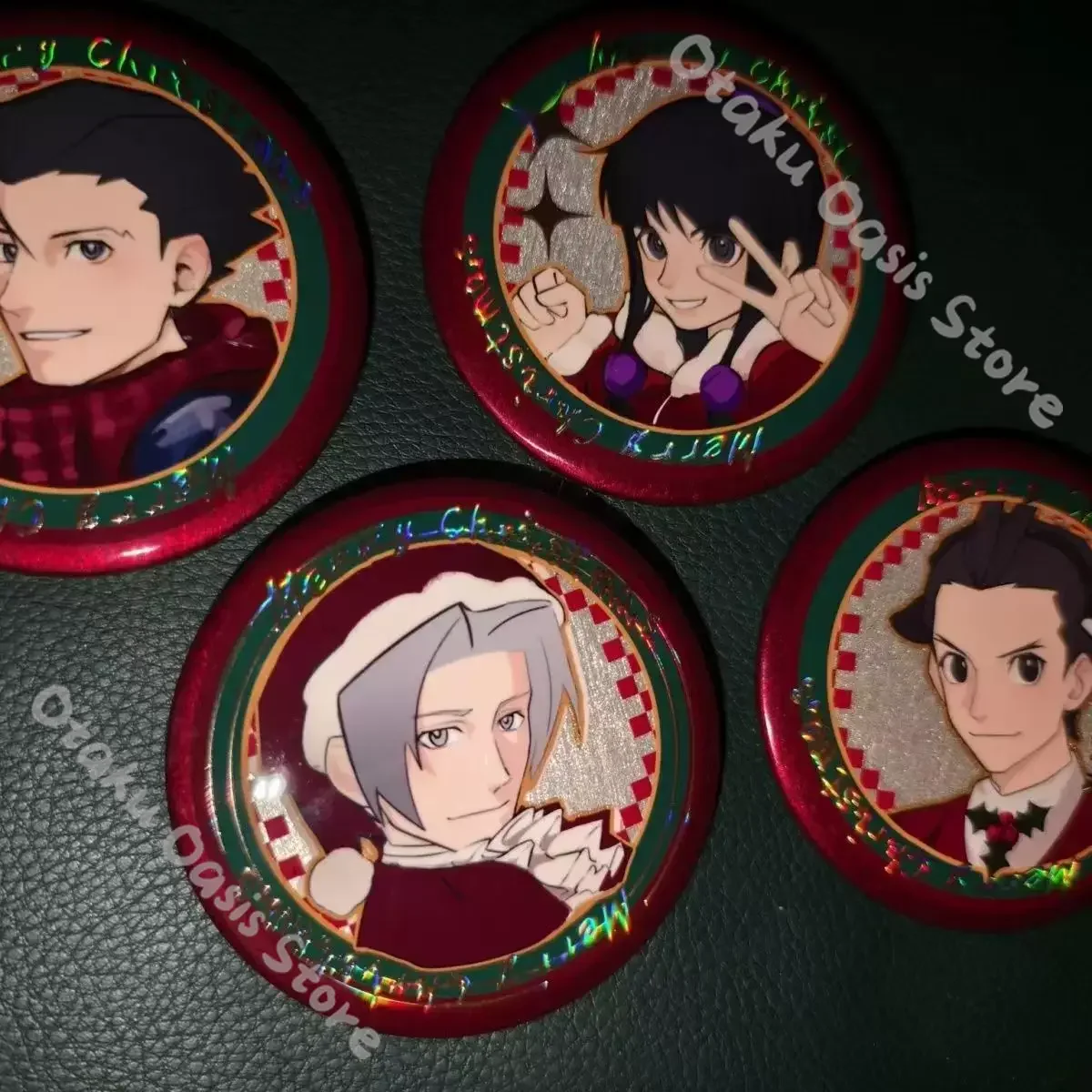 Pin Decorativo Navideño de 75mm de Phoenix Wright, Maya Fey, Ace Attorney, Apollo Justice, Miles Edgeworth, Emblema, Adorno, Pin de Solapa
